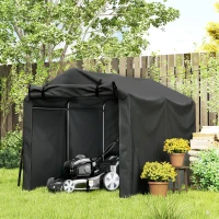 Outsunny 2.2 x 1.6 m Garden Storage Tent, Waterproof Anti-UV Bike Tent with Roll-up Zipper Door, Galvanised Outdoor Storage Shelter Carport for Bike, Motorbike, Garden Tools, Black(m-10)