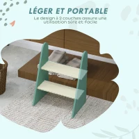 AIYAPLAY Marche pied enfant marchepied enfants 2 marches pour enfants 3 à 8 ans en bois charge max. 20 kg vert(m-5)