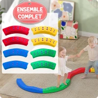 AIYAPLAY Poutre d'équilibre pour enfants 8 pierres de pas ondulées avec surface exturée antidérapante et tapis de fond(m-7)