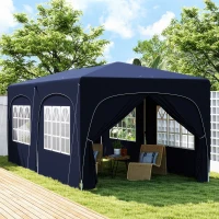 Outsunny Pavillon pop-up 3 x 6 m avec panneaux latéraux, protection UV50+, tente de jardin ajustable en hauteur avec sac de transport et sacs de sable(m-2)