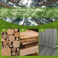 Outsunny Wood Patio Chair Bench 2 Seats w/ Centre Coffee Table, Garden Bench, Grey(m-5)