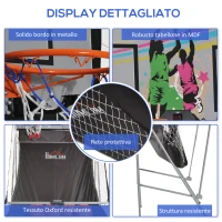 HOMCOM Canestri Basket con Tabellone LED, 4 Palloni e 8 Modalità di Gioco, 205x110x205 cm, Bianco e Nero(m-6)