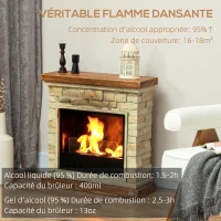 HOMCOM Cheminée au bioéthanol brûleur 400 ml durée de combustion de 3 heures avec verre de protection marron(m-4)