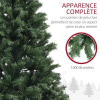 HOMCOM Sapin de Noël Artificiel Arbre de Noël 180 cm avec 1 000 branches, ouverture automatique, base en acier, vert(m-5)