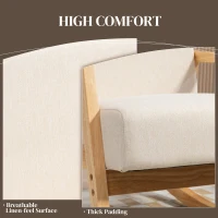 HOMCOM Rocking Chair with Padded Seat Rocker Rocking Chair with Wooden Legs - dim. 66W x 92D x 78H cm, beige(m-5)