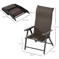Outsunny Set of Four Folding Garden Chairs, with Seven-Position Adjustable Backs, Dark Brown(m-3)
