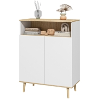 HOMCOM Buffet Scandinave 2 Portes Blanc avec Étagère Intérieure