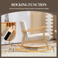 HOMCOM Rocking Chair with Padded Seat Rocker Rocking Chair with Wooden Legs - dim. 66W x 92D x 78H cm, beige(m-6)