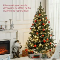 HOMCOM Sapin de Noël Artificiel 180 cm arbre de Noël lumineux LED blanc chaud 872 branches base en métal - vert(m-4)