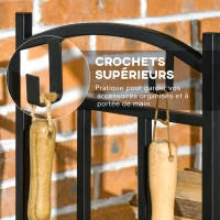 Outsunny Range bûches Porte-bûches range rack à bûches pour bois de cheminée modulable 4 crochets dim. 46 x 32 x 126 cm(m-6)