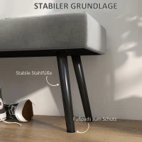 HOMCOM Sitzbank Polsterbank Bettbank, Samtoptik, 100 x 36 x 45 cm, Grau(m-5)
