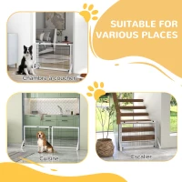 PawHut Barrière de sécurité pour chien barrière de protection à 2 panneaux largeur réglable 101-181 cm en bois acier blanc(m-5)