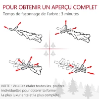 HOMCOM Sapin de Noël 60 cm arbre de Noël de table avec lumière LED, 141 pointes, pommes de pin et baies rouges, base en béton(m-7)