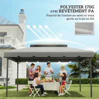 Outsunny Toile de rechange pour pavillon tonnelle tente toit de remplacement gazebo de jardin tissu polyester 4 x 3 m gris clair(m-6)