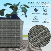 Outsunny 3 Pieces PE Rattan Garden Furniture Set with 10 cm Thick Cushions, 4 Seater Garden Corner Sofa Set with Glass Top Coffee Table, Outdoor Furniture for Patio, Porch, Blue(m-4)