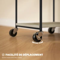 HOMCOM Support d'imprimante à 3 niveaux meuble pour imprimante sur roulettes hauteur réglable cadre en acier effet bois gris(m-6)