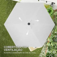 Outsunny Toldo de Substituição para Chapéu de Sol de 3m com Ventilação Superior Proteção UV 30+ para Exteriores Creme(m-6)