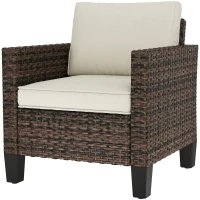 Outsunny Single Rattan Armchair, with Cushions - Brown(m-11)