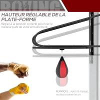 HOMCOM Punching Ball Poire de Vitesse Boxe avec Support Plateau tournant + Pompe Hauteur Réglable Rouge Noir(m-7)