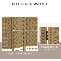 HOMCOM Biombo Separador de Ambientes de 4 Paneles Plegable de Cuerda de Papel 160x170cm Decoración para Dormitorio Natural(m-5)