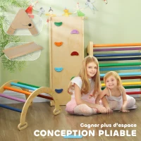 AIYAPLAY 5 en 1 Triangle arche d'escalade enfants avec rampe d'escalade réversible toboggan bascule multicolore(m-7)