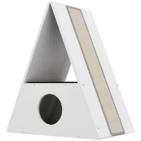 PawHut Maison pour chat 2 niveaux, Lit pour chats d'intérieur avec 2 tapis et 4 griffoirs en sisal, cachette confortable(m-1)