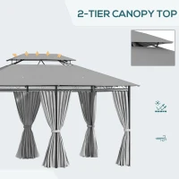 Outsunny 4m x 3(m) Metal Gazebo Canopy Party Tent Garden Pavillion Patio Shelter Pavilion with Curtains Sidewalls, Dark Grey(m-4)