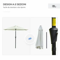 Outsunny Ombrellone da Giardino Inclinabile 2.3x2.2m con Manovella, Palo in Metallo e 6 Stecche, Crema(m-7)