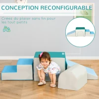 HOMCOM 4PCS Module motricité bébé parcours motricité bébé en mousse EPE pour enfants d'âge préscolaire, multicolore(m-7)