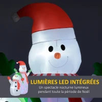Outsunny Bonhomme de neige gonflable de Noël, 240 cm, décoration gonflables de Noël avec lumières LED, blanc(m-4)