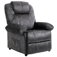 HOMCOM Sillón Relax Reclinable Manual Sillón Relax de Terciopelo con Reposabrazos Reposapiés Acolchado Grueso Negro