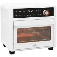 HOMCOM Tischbackofen 13L 1200W Heißluftfritteuse 1200W Heißluftfritteuse mit 12 Heizmodi und Timer Creme(m-6)