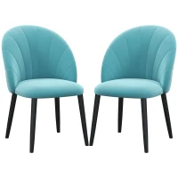 HOMCOM Set 2 Sedie da Salotto e Sala da Pranzo Imbottite, in Metallo e Tessuto Effetto Velluto Verde Chiaro, 52x54x79 cm(m-10)