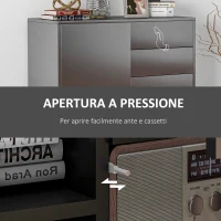 HOMCOM Credenza Moderna con 2 Armadietti e 2 Cassetti con Apertura a Pressione, 79x36x74cm, Nero Lucido(m-6)