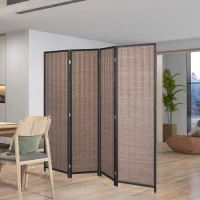 HOMCOM Paravent en bois séparateur de pièce closion de séparation pliable 4 panneaux 180 x 180 cm marron(m-7)