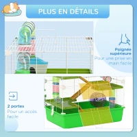PawHut Grande cage pour hamsters cage pour rongeur 5 niveaux avec tunnels abreuvoir roue maisonnette échelles(m-7)