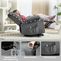 HOMCOM Fauteuil de montée électrique, Tissu doux et velouté, Ports USB(m-5)