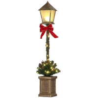 Outsunny Lampadaire de Noël lumineux LED de 1,25 m ornement décoration de Noël avec grappes de baies et nœud papillon(m-1)