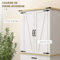 HOMCOM Armoire de cuisine buffet cuisine, 4 portes, 6 étagères à porte,1 tiroir et étagères réglables 76,5 x 40 x 181 cm blanc(m-5)