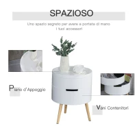 HOMCOM Tavolino da Caffè Rotondo, Tavolino Apribile da Salotto, 3 Elementi con Apertura a Rotazione, con Vassoio Rimovibile, Φ38 x 48.3cm, in Legno Bianco(m-4)