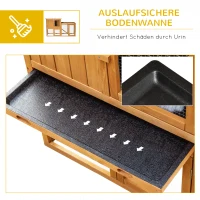 PawHut Kleintierstall mit Freigehege, herausnehmbare Bodenwanne, wetterbeständig, 141 cm x 60 cm x 86 cm, Braun(m-6)