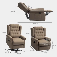 HOMCOM 45° Lifting Riser and Recliner Armchair  - Dark Brown(m-3)