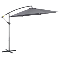 Outsunny Offset-Sonnenschirm, achteckig, klappbar, Durchmesser 3 m, Garten-Sonnenschirm mit Kreuzfuß Ø295 x 255H cm, Grau