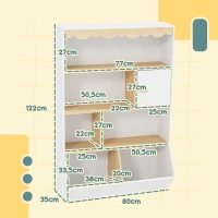 AIYAPLAY Kinderregal Bücherregal Kinderregal Kinderzimmer Aufbewahrungsregal mit 4 Regalen, 2 Fächern und Schrank(m-3)