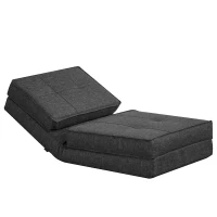 HOMCOM Armchair - Folding Spare Mattress - Convertible Chair - Adjustable Backrest 5 Positions - Gray Linen-Look Polyester Fabric(m-10)