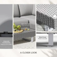 Outsunny Three-Piece Rattan Sofa Set, with Cushions - Light Grey(m-6)