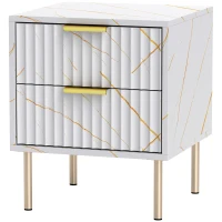 HOMCOM Elegant Two-Drawer Bedside Table - White(m-11)