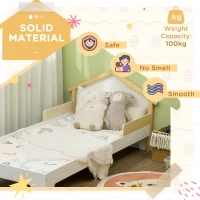 HOMCOM Children's Bed - Bed Frame with House-Shaped Headboard and Slatted Bed Base Included - 90 x 190 cm - Solid White Pine(m-6)