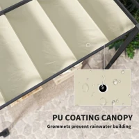 Outsunny 3 x 4m Aluminium Pergola, with Retractable Roof - Grey/Khaki(m-5)