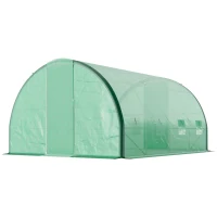 Outsunny 4 x 3(m) Polytunnel Greenhouse, with Windows and Doors - Green(m-11)